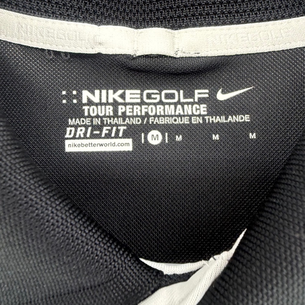 Nike Golf Tour Performance Dri Fit Polo Shirt M Black Neon Green SEA ISLAND - Picture 4 of 7